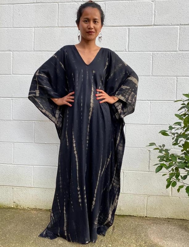 A-105 Silky Caftan Dress Black Tie Dye Kaftan Luxury Spring Dresses African Dress Mumu Caftan Bubu Dress Cruise Dress Resort Wear