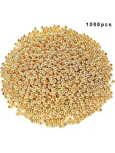 1000pcs 5mm Round Smooth Beads, Long-Lasting Seamless Loose Ball Beads, Metal Beads for Summer Hawaii Stacking Necklace Bracelet Earrings