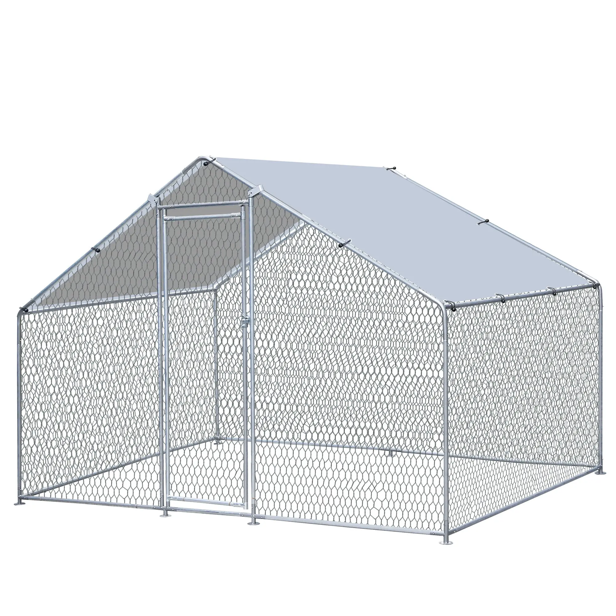Segawe Large Metal Poultry Coop - Enclosed Poultry Hutch with Waterproof Cover, Chicken Wire Fence, Durable Metal Construction for Outdoor Farm Use