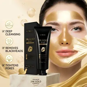 24K Gold Snail Mucin Face Mask Deep Pore Cleansing Blackhead Removal Oil Control Tear Off Moisture Hydrating Moisturizing Peel Off Mask Snail Mucin Masks for Clear Smooth & Glow Skin