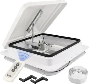 14" Remote RV Roof Vent Fan for RV/Camper/Trailer, Remote Control Reversible Exhaust RV Roof Vent Fan White with 12V RV Vent Fan 6"