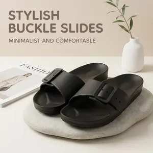 Women's Black Summer Anti Slip Waterproof Outdoor Flat Casual Slippers Seaside Wear Slide Sandals