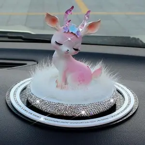 Cute Deer Design Car Ornament, Artificial Rhinestone Decor Car Dashboard Decoration, Car Interior Decoration Accessories for Women & Girls
