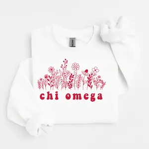 Chi Omega Crimson Flowers Sweater