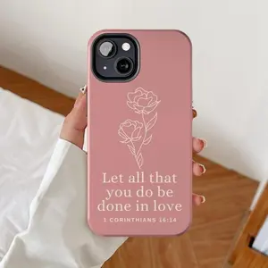 Bible verse phone case, Let all that you do be done in love, Catholic faith gifts, Minimalist line art cover, Christianity design gift idea Suitable for IPhone17 11 12 13 14 15 16 Pro Max Air Plus