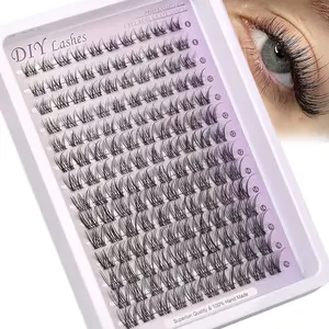 14 rows of natural single false eyelashes, 140 clusters DIY tassel shaped clustered false eyelashes, single false eyelashes, 8-16mm cartoon style fish tail style, C curls, reusable natural and doll makeup effect false eyelashes