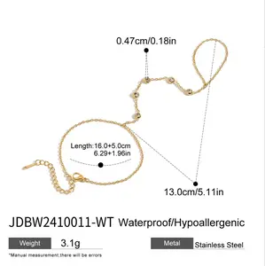 CORONÉ Bezel CZ Hand Chain for Women Stainless Steel Hypoallergenic Tarnish-Free Waterproof