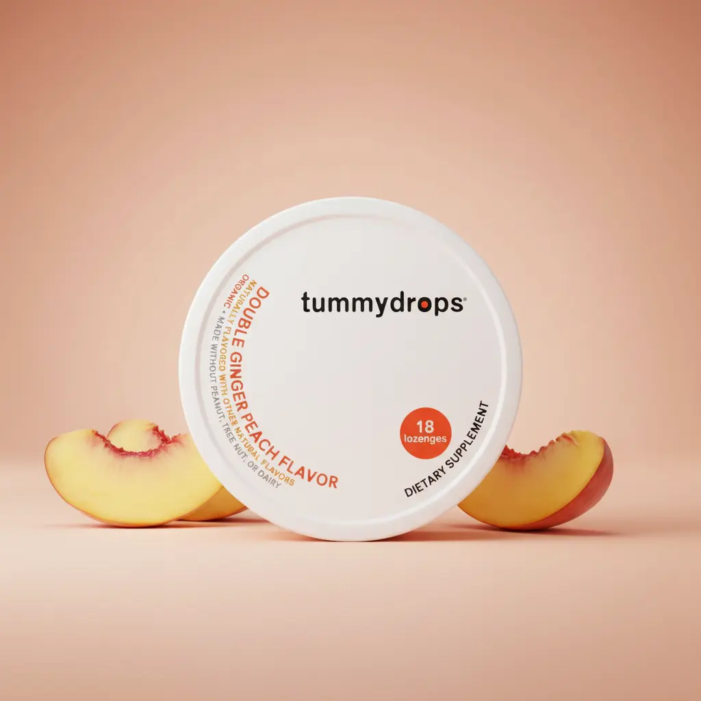 Organic Double Ginger Peach Tummydrops 18 ct