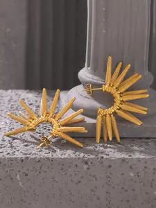 Vintage Sun Design Stud Earrings, Fashionable Jewelry for Women, Trendy All-match & Exquisite Jewelry for Birthday Gift