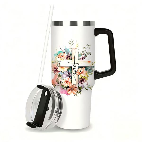 Christian Gifts for Women Tumbler 40oz With Handle & Straw - Faith Gift Bible Spiritual Woman- Encouragement Inspirational for Women - Religious Birthday, Christmas Gift for Mom, Sister, Daughter, Friends