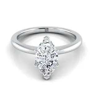 The Floria Solitaire Engagement Ring Setting for Marquise Diamonds in Platinum