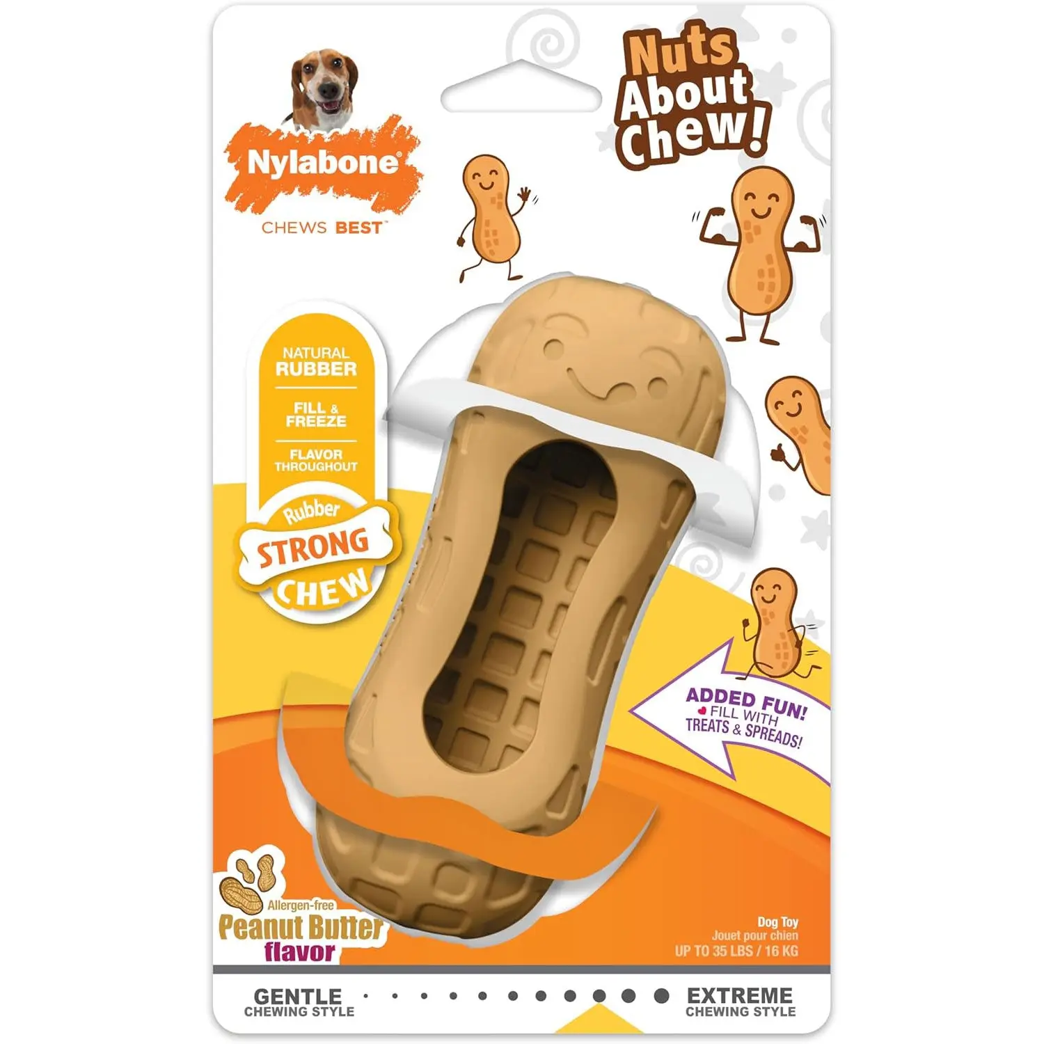 Nylabone Strong Chew Fillable Peanut Dog Toy Nylabone Strong Chew Fillable Peanut Dog Toy