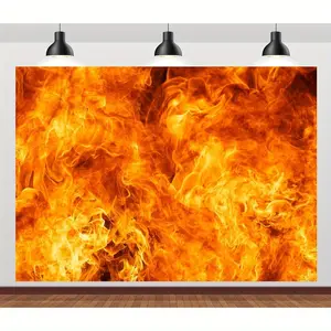 Fire Backdrop Fabric Fire Flames Photography Background Burning Flame Bonfire Fireplace Firefighter Banner for Fire Birthday Game Party Decorations Tablecloth Hell Photoshoot Props
