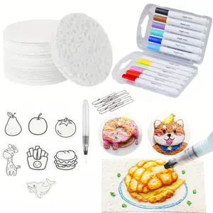 Magic Foam Texture Painting Kit, Including 10 Pcs Foam Texture Paper,  Brush Tip Automatic Ink Control Acrylic Paint Markers Magical 3D Effect Painting Kit for DIY Arts toys toy Crafts gift  Handcraft Handicraft