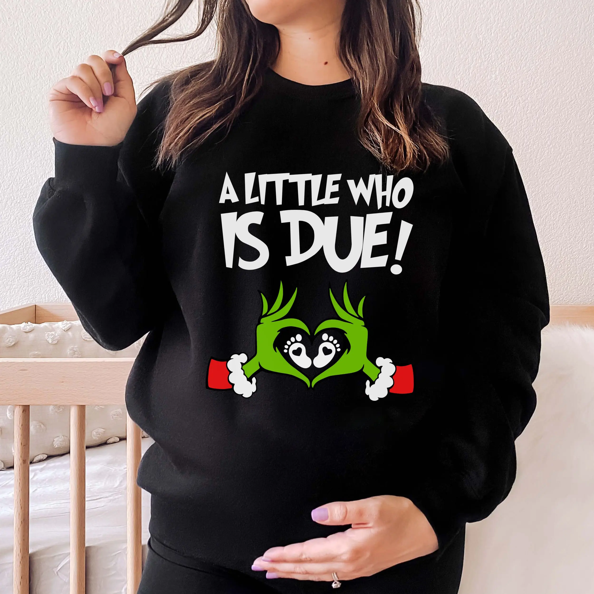 Christmas Pregnancy Reveal Sweatshirt, A Little Who Is Due Sweatshirt, Christmas Maternity Sweatshirt, Christmas Pregnant Shirt, Winter Pregnancy Announcement Sweater, Baby Reveal Xmas Party Shirt