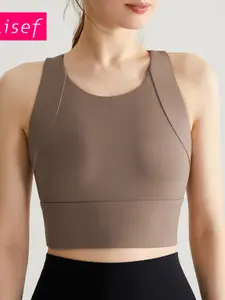 2024 Cross border high-strength shock-absorbing nude sports underwear for women, running speed drying fitness yoga clothes, Gym Workout Wear, bra one-piece cup