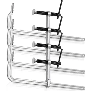 4 Pack Bar Clamp for Welding, 12 Inch F Clamp, Light -Duty Steel Drop Forged Bar Clamps with Max 450Lbs Load Limit for Welding, Woodworking, Metal working, DIY and Crafts