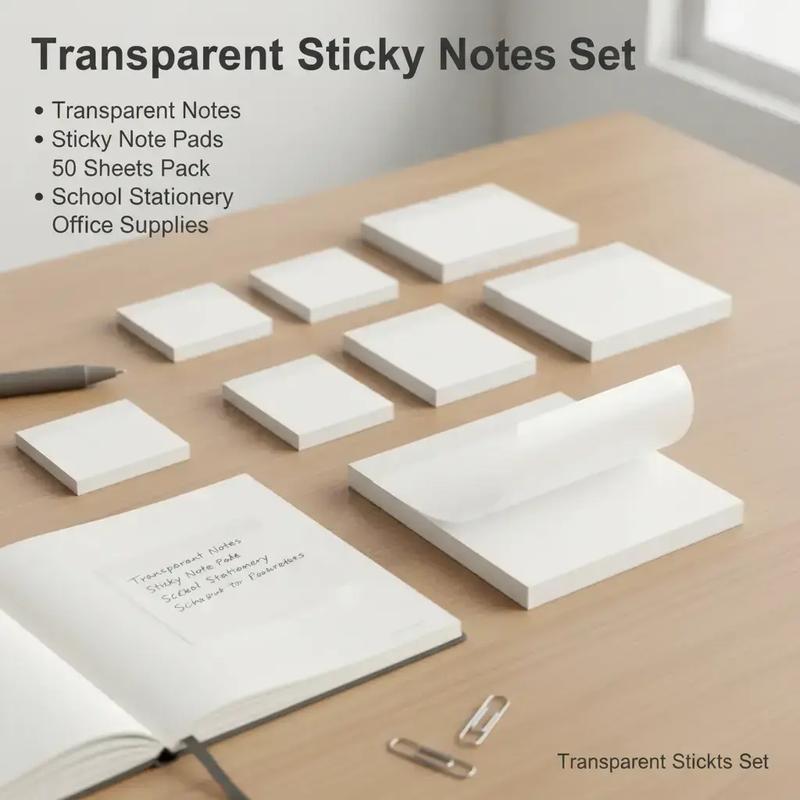 50Sheets Transparent Posted it Sticky Note Pads Notepads Posits Papeleria Journal School Stationery Office Supplies Adhesive Stickers