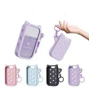 1 Count Hand sanitizer spray protective case, Hand sanitizer holder. The silicone protective case is not easily damaged, small in size and easy to carry. The spray can be hung on the silicone case