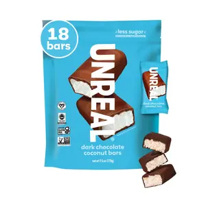 (A)UNREAL Dark Chocolate Coconut Bars, Value Size Bag 9.5 oz, Vegan, 3g Sugar, 3 Simple Ingredients, Gluten Free, Non-GMO, Fair Trade Chocolate Snack