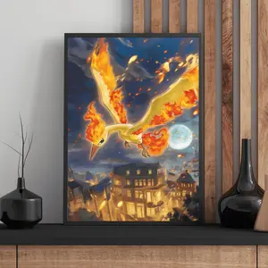 Moltres Poster, Anime Art, Unframed Wall Art, Bedroom Decor, Japanese Style