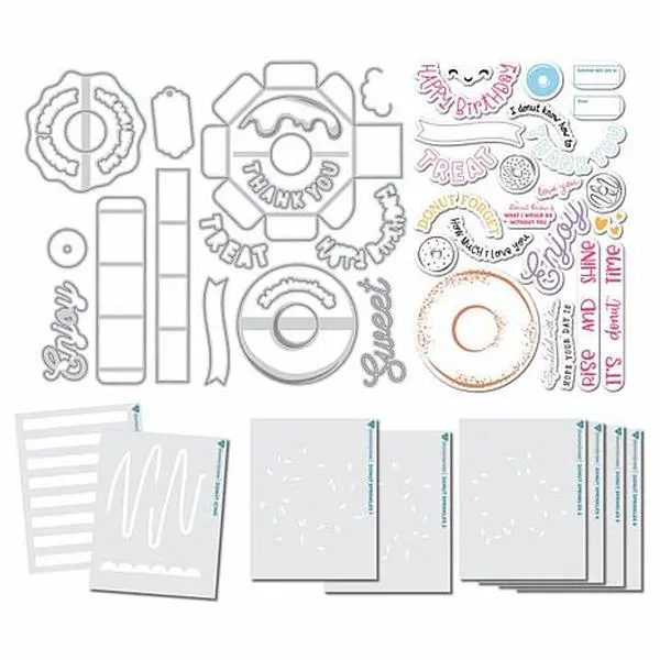 Diamond Press 3D Donut Box Stamp, Die & Stencil Kit