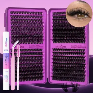 Volume Eyelash Clusters Kit, Eyelash Extensions Set, 30-150D Natural/Dense Cluster Lashes Thin Band, Soft & Lightweight, Individual Lash Clusters, DIY Eyelash Clusters Extension, D Curl, Includes Bond&Seal, Tweezers, Brush, Daily and Party Makeup