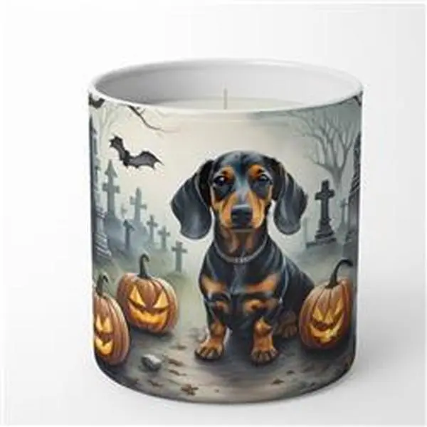 3.25 x 3.75 x 3.25 in. Dachshund Spooky Halloween Decorative Soy Candle
