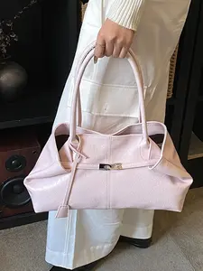 1pc Women's Large Capacity Handbag, PU Leather Shoulder Bag, Casual Classic Minimalist Designer Business Style Tote, Fashion Ladies Bag, Available InOld Money