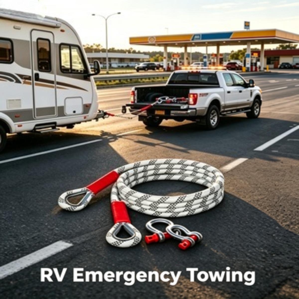 3 Ton 5M Heavy-Duty Tow Rope, Off-Road Recovery Tow Strap with D-Shackles, Emergency Towing Rope for Car/SUV/Truck