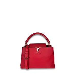 Pre-owned Louis Vuitton Leather Shoulder Bags Red Taurillon Capucines PM