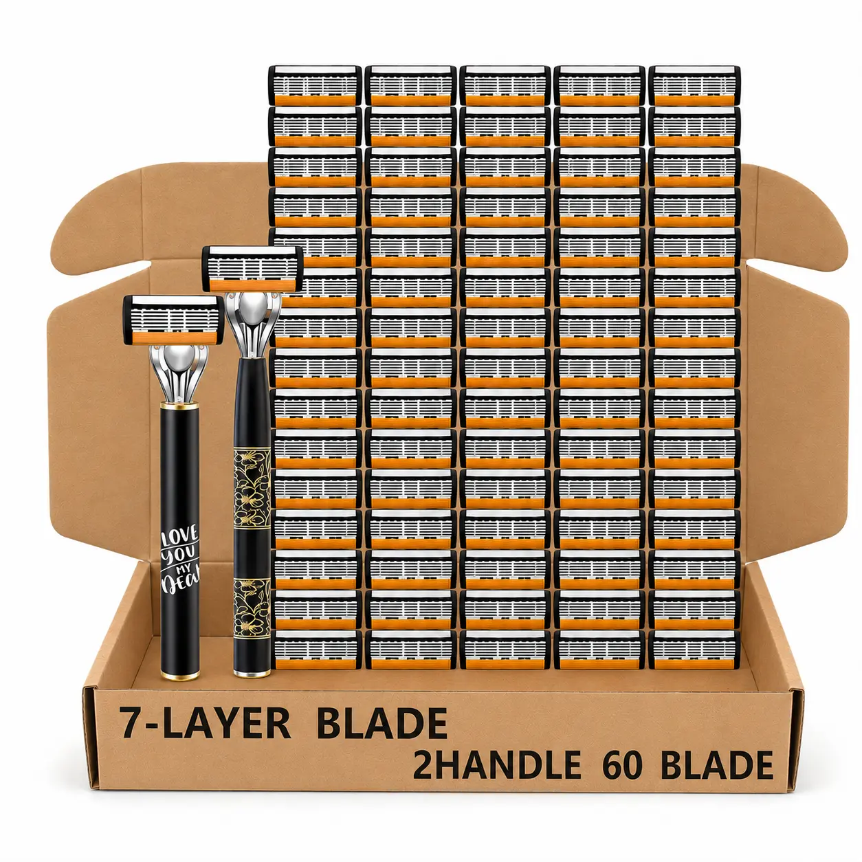 Modern Manual Razor Set, 1 Set with Dual Handles Included & 60 Replacement Cartridges - Precision Stainless Steel Blades for a Comfortable Glide, Daily Shaving Tool for Men, 1Set, Face, Long-Lasting, 360G, Multi-Pack, Non-Toxic