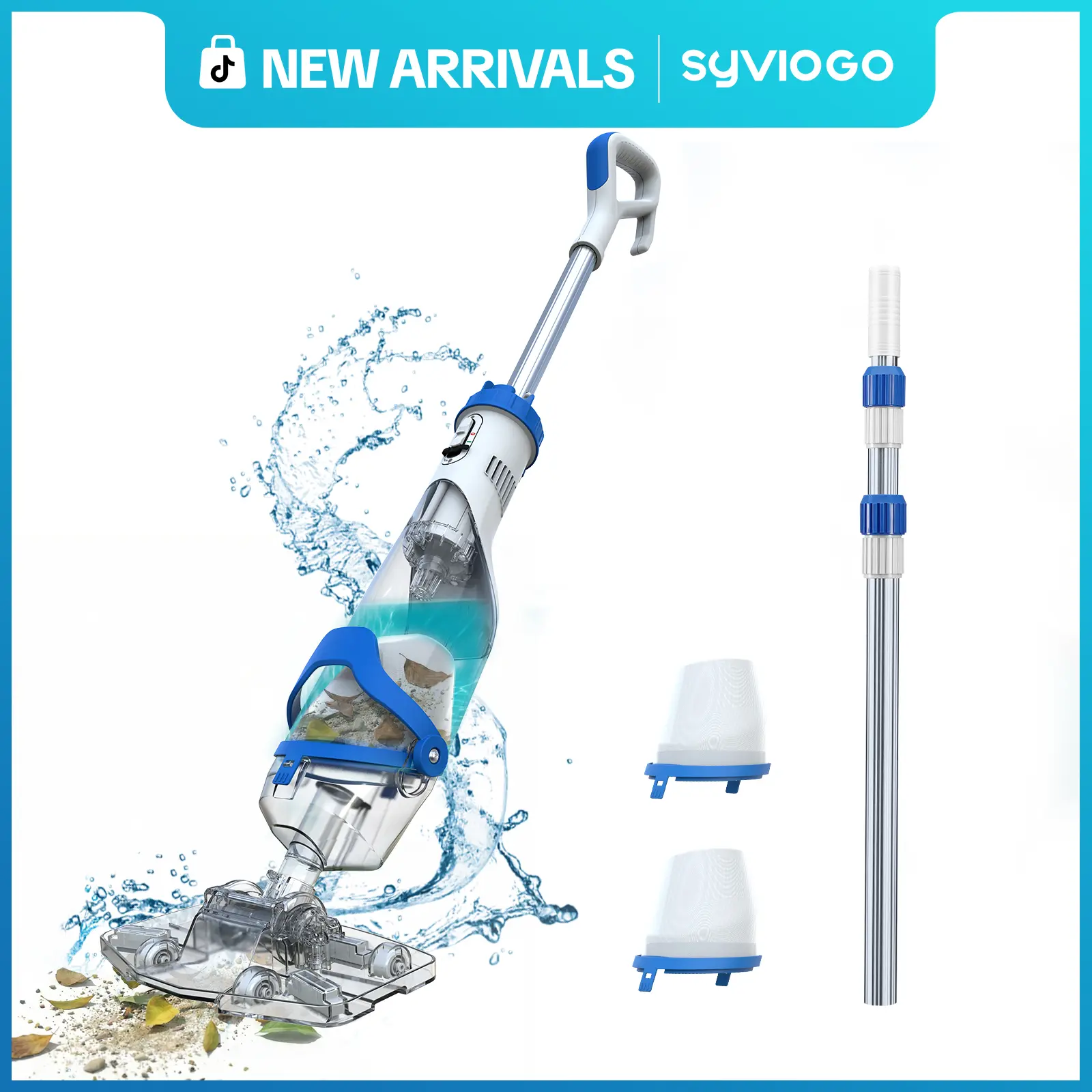 【Summer Finale! $10 OFF】Enhulk Newest PC18 Pool Vacuum for Above Ground Pool with Telescopic Pole, Running time up to 1H, Handheld Design with Powerful Suction up to 18.5 gallon/min Ideal for Leaves, Debris