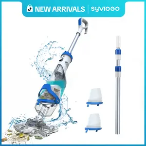 【10 OFF for PC18】Enhulk Newest PC18 Pool Vacuum for Above Ground Pool with Telescopic Pole, Running time up to 1H, Handheld Design with Powerful Suction up to 18.5 gallon/min Ideal for Leaves, Debris