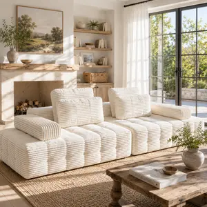 【Father's Day】Yajun  Oversized Modular Cloud Corduroy Sectional Sofa, Vertical Channel Tufted Deep Seat Block Couch, Multi-Style Whole Home Compatible, Ships in 2 Separate Boxes furniture