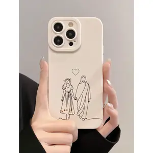 A shockproof full-coverage phone case with a Jesus pattern on a white background, compatible with iPhone 11/12/13/14/15/16/17/16E/X/XS/XSMAX/12MINI/13MINI. Suitable as a Christmas gift for friends, family, or yourself.