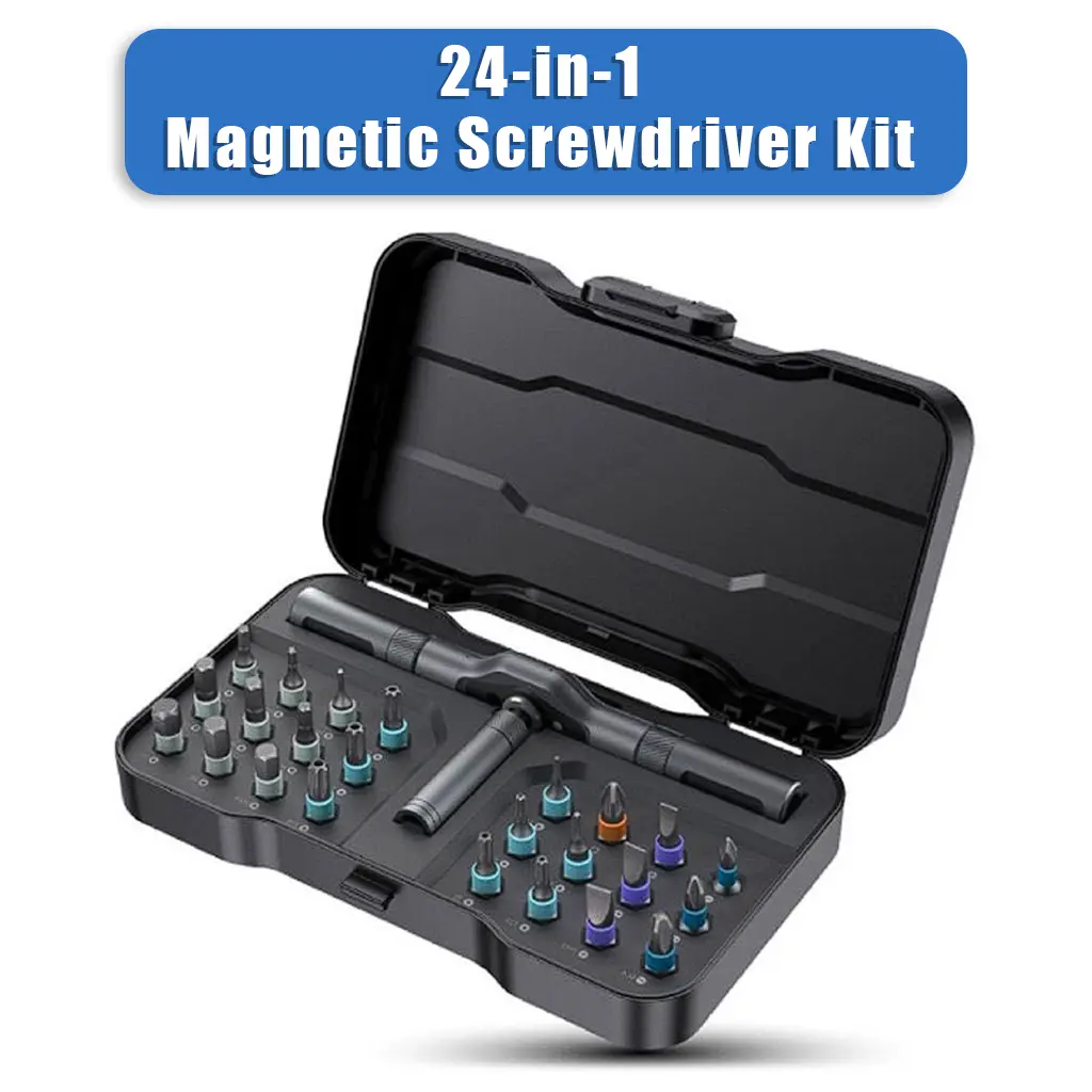 24 in 1 DIY Screwdriver Set,1 Set Switchable Screwdriver Shape Magnetic Screwdriver Set,Compact and Portable Ratchet ScrewOdriver SetHome Repair Tool Box Kit Trauma Headrest Patrol pump suction home