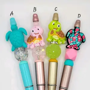 Refillable Beaded Sea Turtle/Turtle Pens - Stylish Design, Easy Refill, Convenient Storage