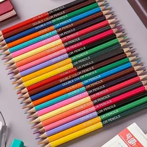 24 Color Dual-Ended Water-Soluble Pencils Set, 48 Vibrant Colors, Ideal for Drawing & Art, School Office Use, Durable Sketching Tools