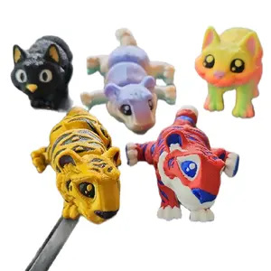 3D Printed Animal Figures - Variety of Colorful Designs Including Cats and Tigers - As shown in the Image