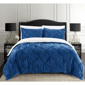Elegant Comfort 3-Piece Pinch Pleated Micro-Suede Sherpa Comforter Set - Reversible, Cozy, and Luxurious Bedding