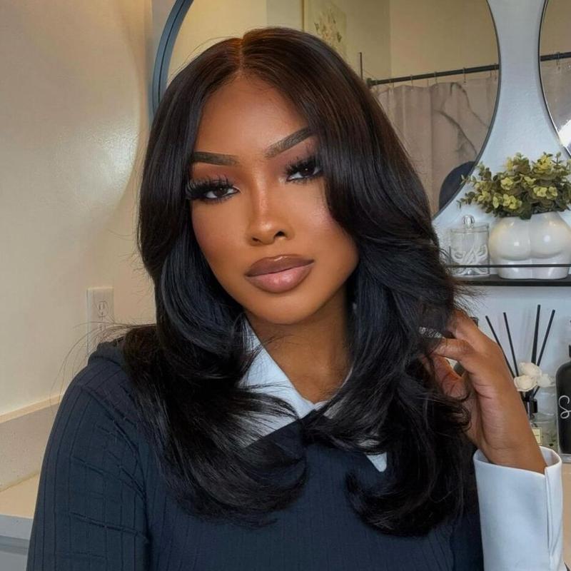 [Valentine's Day Essential] Wiggins Hair 220% Density Glueless Layered Cut Yaki Straight Bob Wig 7*5 Lace Closure Wigs Human Hair Ready To Go And 13*4 Lace Front Wig Pre Cut Lace Pre Plucked Beginner Friendly