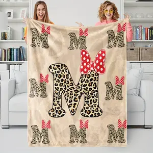 1 Piece Leopard Print Minnie Bow Digital Printed Flannel Blanket, Ultra Soft and Warm Sofa Blanket, Disney Style Personalized Gift Blanket, Lightweight and Cozy Nap Blanket, Suitable For Bedroom, Living Room and Traveling