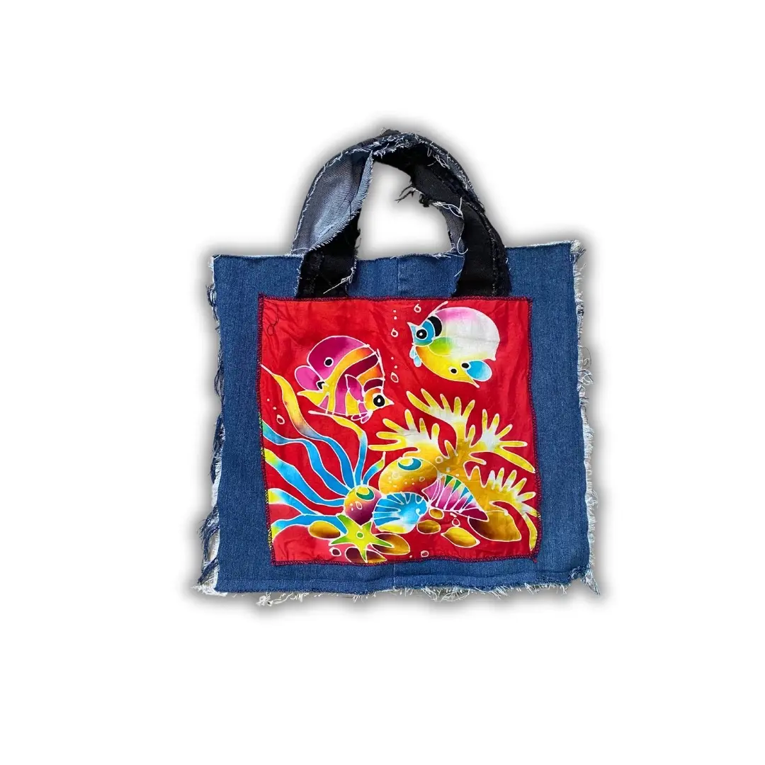 Upcycled Patchwork Denim Tote Shoulder Bag