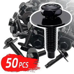 2026 New Car Body Metal Hex Head M6 Bolts with Washer for GM Ford Chrysler Bumper Fender Splash Shield Under Cover Hood Screw Fastener