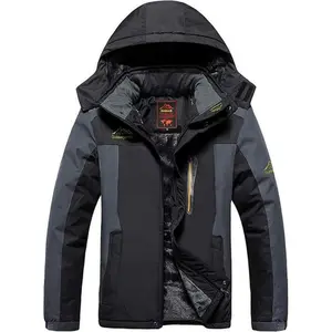 Men's waterproof mountain sports jacket, plus size windproof hooded breathable outdoor jacket, velvet warm ski jacket with pockets, winter sports clothing, hiking skiing, hiking sports outdoor sports clothing, sports jacket, sports jacket(Sheets)