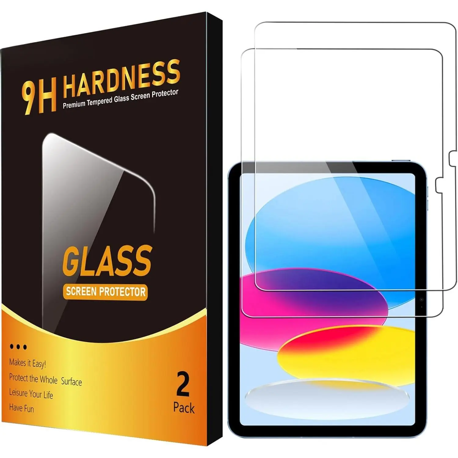 2-Pack Tempered Glass Tablet Screen Protector for iPad 11th/10th Gen (2025/2022, 11in/10.9in, 2025 A16, 2022 A2696) - 9H Hardness, Protective, Shockproof, Smooth, Stylus Compatible Computer Accessory