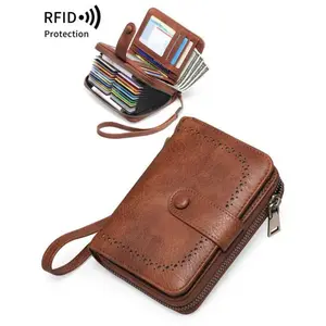 Women's 2026 New Autumn Earth Tone Wallet - Solid Color Short-Zipper Purse, RFID Blocking Anti-Theft, Multi-Card Holder, Casual Daily & Outdoor Leisure Accessory