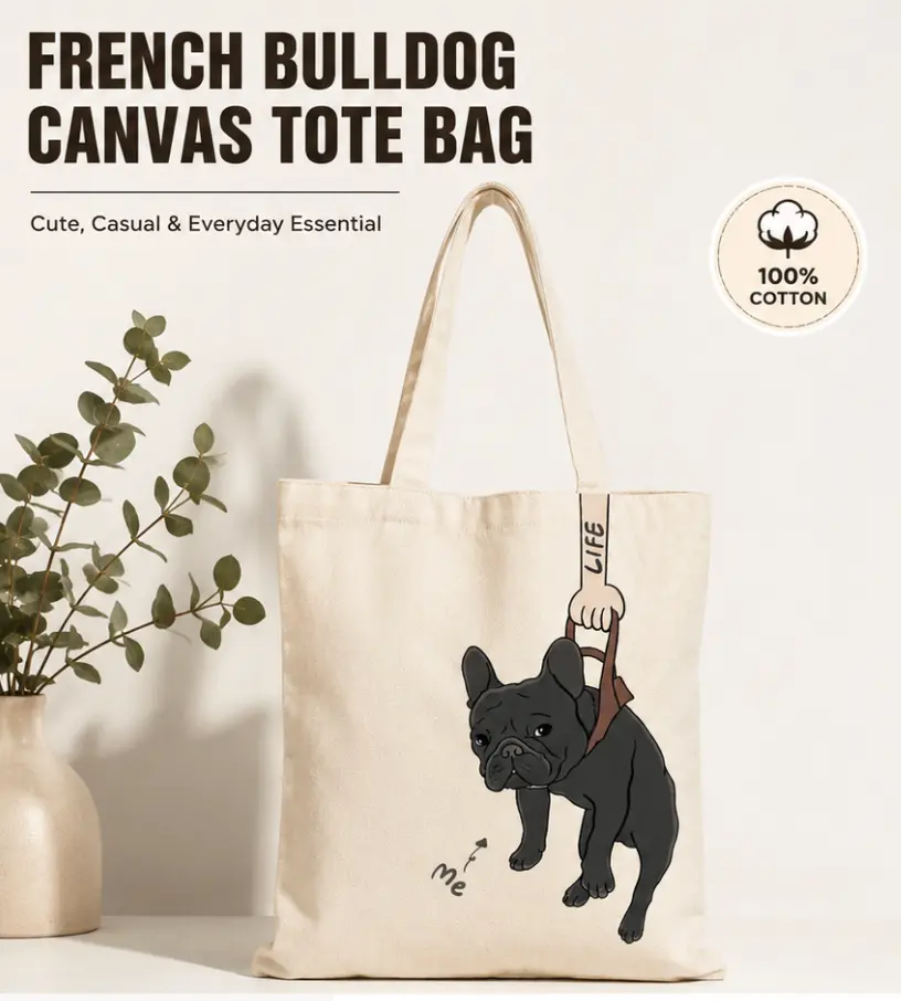 Frenchie Shopping Bag, French Bulldog Shopping Bag, Funny Shopping Bag for Frenchie Parents