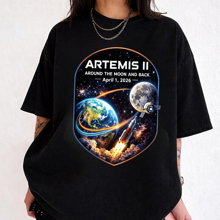 Artemis II Rocket Launch Shirt, Artemis 2 Journey Around the Moon and Back 2026 Sweatshirt, Space Enthusiast Gift, NASA Mission Graphic Tee ,  Future Moon Mission Tee